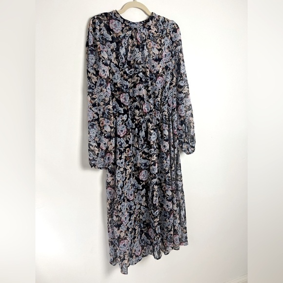 NEW Banana Republic Women's Navy Multi Floral Chiffon Midi Dress Feminine Boho - Picture 5 of 15